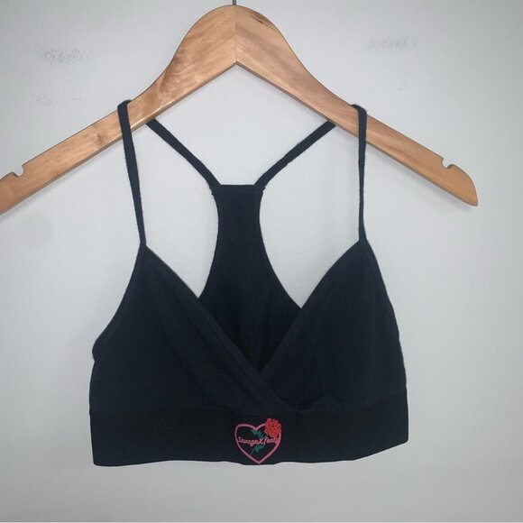 Savage x Fenty Forever Savage Bralette Bra Logo Heart Black Pink Size Small - Picture 2 of 7